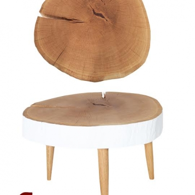 Naturálny dubový stolík s bieleným okrajom